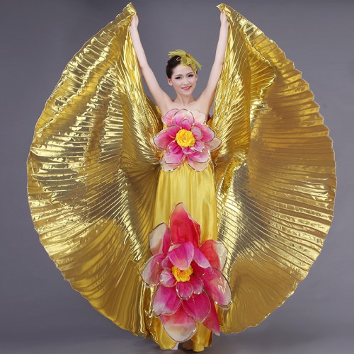 Colorful dance costume wear gold Spanish bull dance dress expansion skirt costume stage costumes